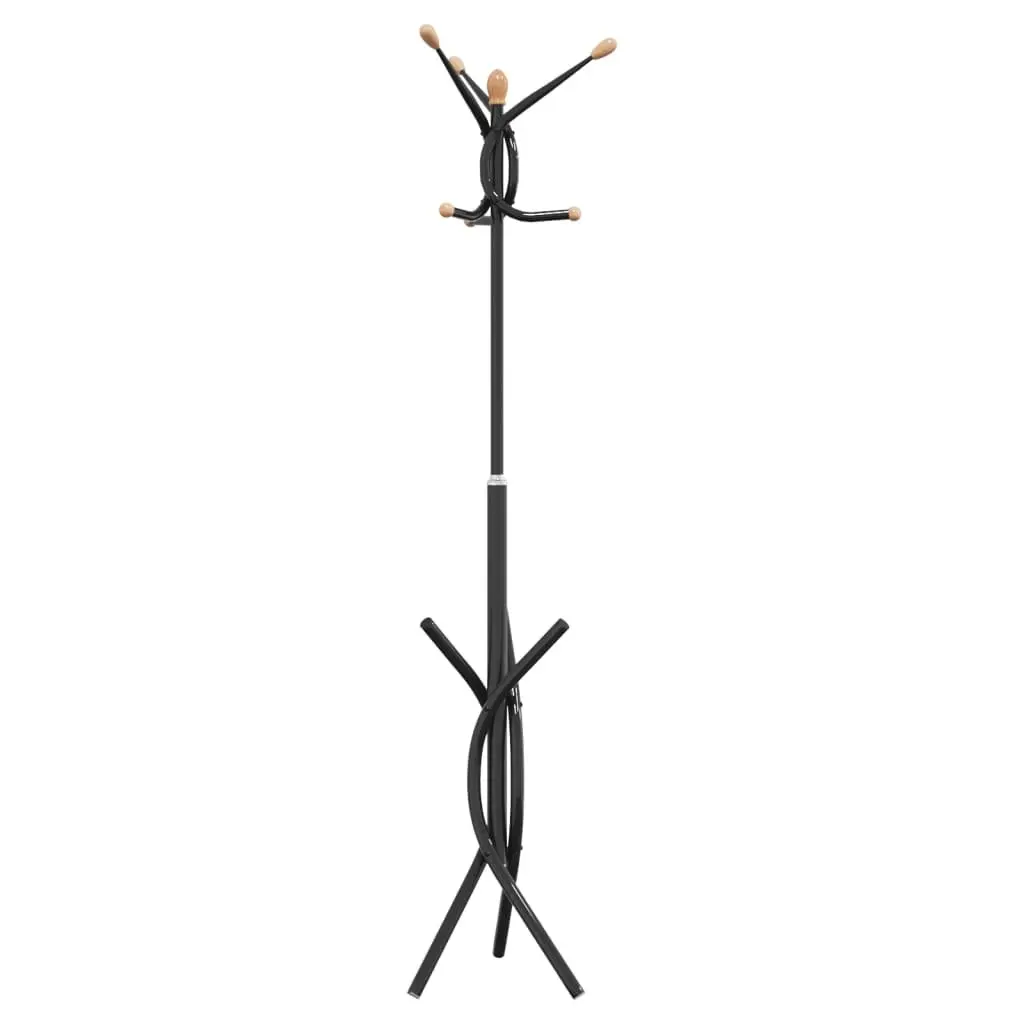Coat Rack Stand Black Iron Frame 176cm 9 Hooks Organiser for Hallway and Bedroom