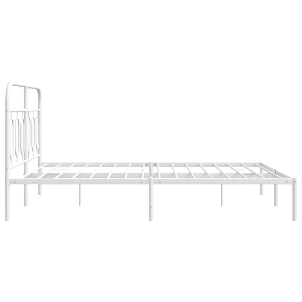 Metal Bed Frame with Headboard Storage Space 135x190 cm White