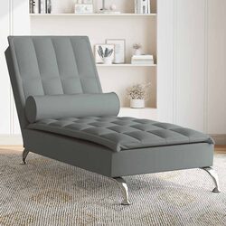Vibration Massage Chaise Lounge in Grey Fabric