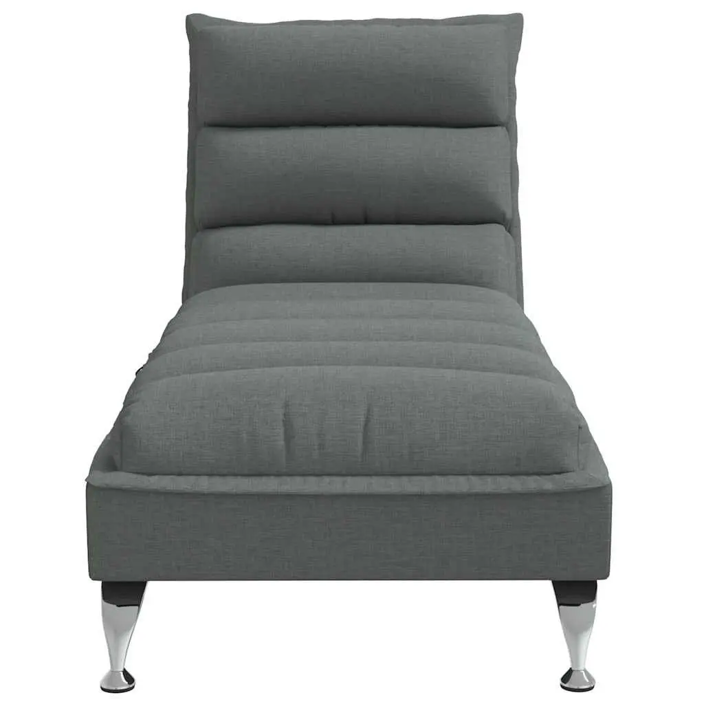 Massage Chaise Lounge with Cushions Vibration Function Dark Grey Fabric