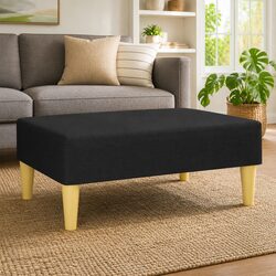 Black Fabric Ottoman Footstool with Plywood Frame