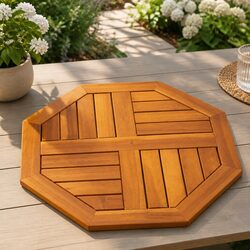 Octagonal Table Top 50x50x2 cm in Solid Brown Acacia Wood