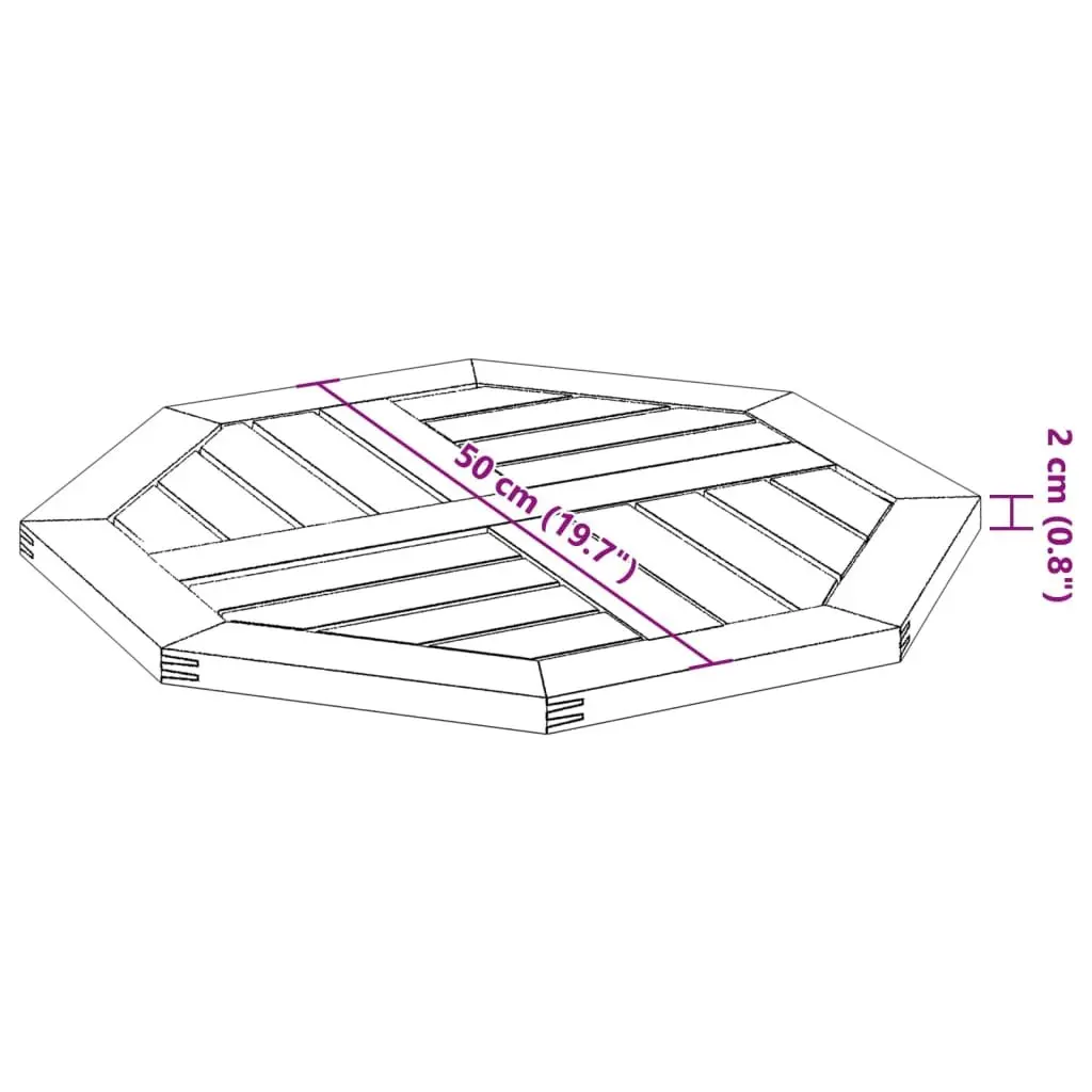 Octagonal Wooden Table Top Solid Acacia Wood Brown 50x50x2 cm Garden Dining Furniture Replacement