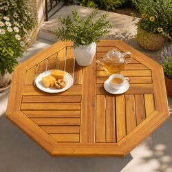 Solid Acacia Wood Octagonal Table Top 70x70x2 cm