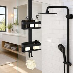 Black Stainless Steel Hanging Shower Caddy Organizer