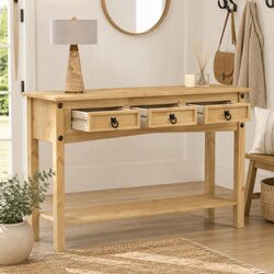 3-Drawer Console Table 114x34.5x73cm Solid Pine Wood