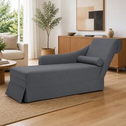 Right Armrest Dark Grey Velvet Chaise Lounge