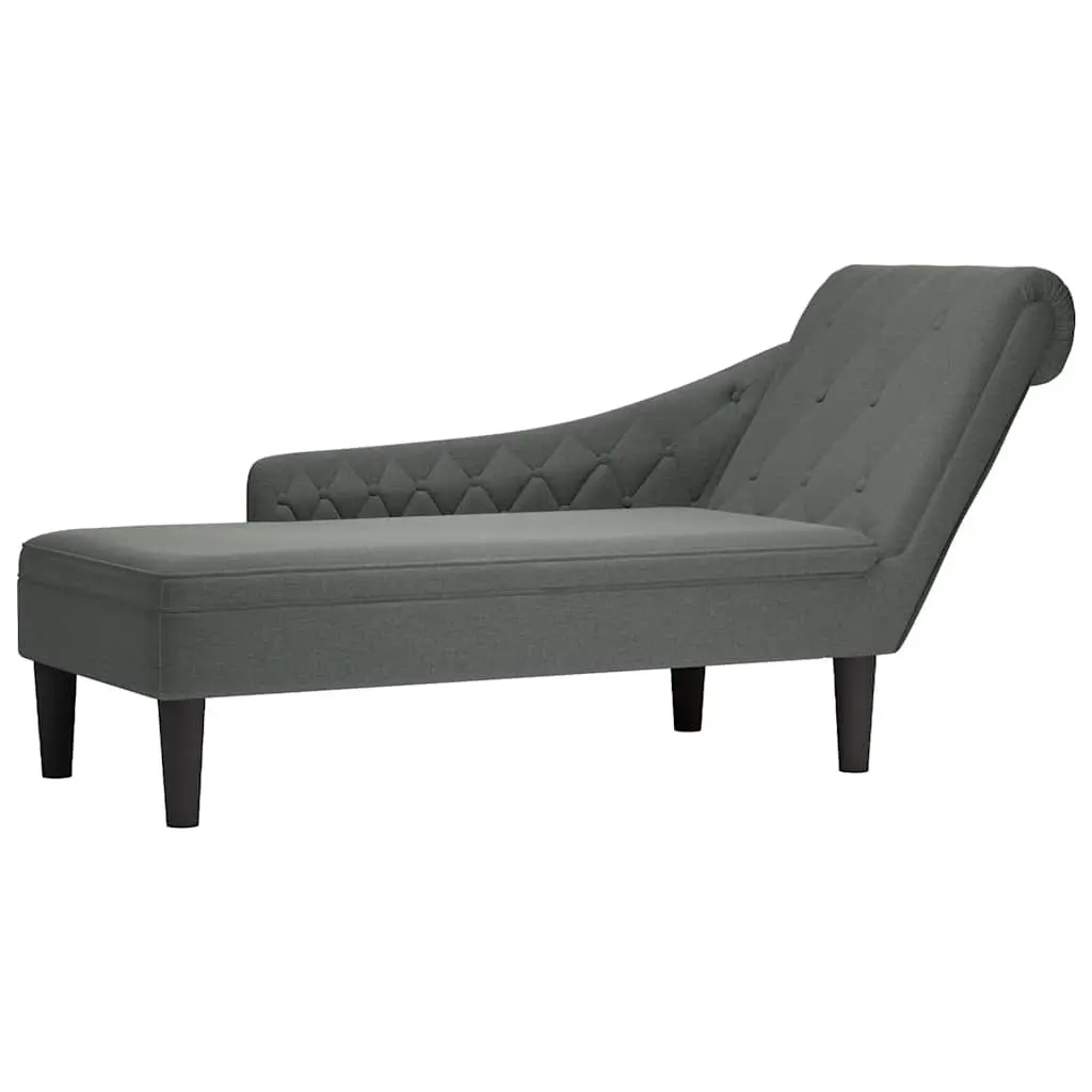 Chaise Lounge Chair Soft Fabric Right Armrest Lumbar Pillow Grey