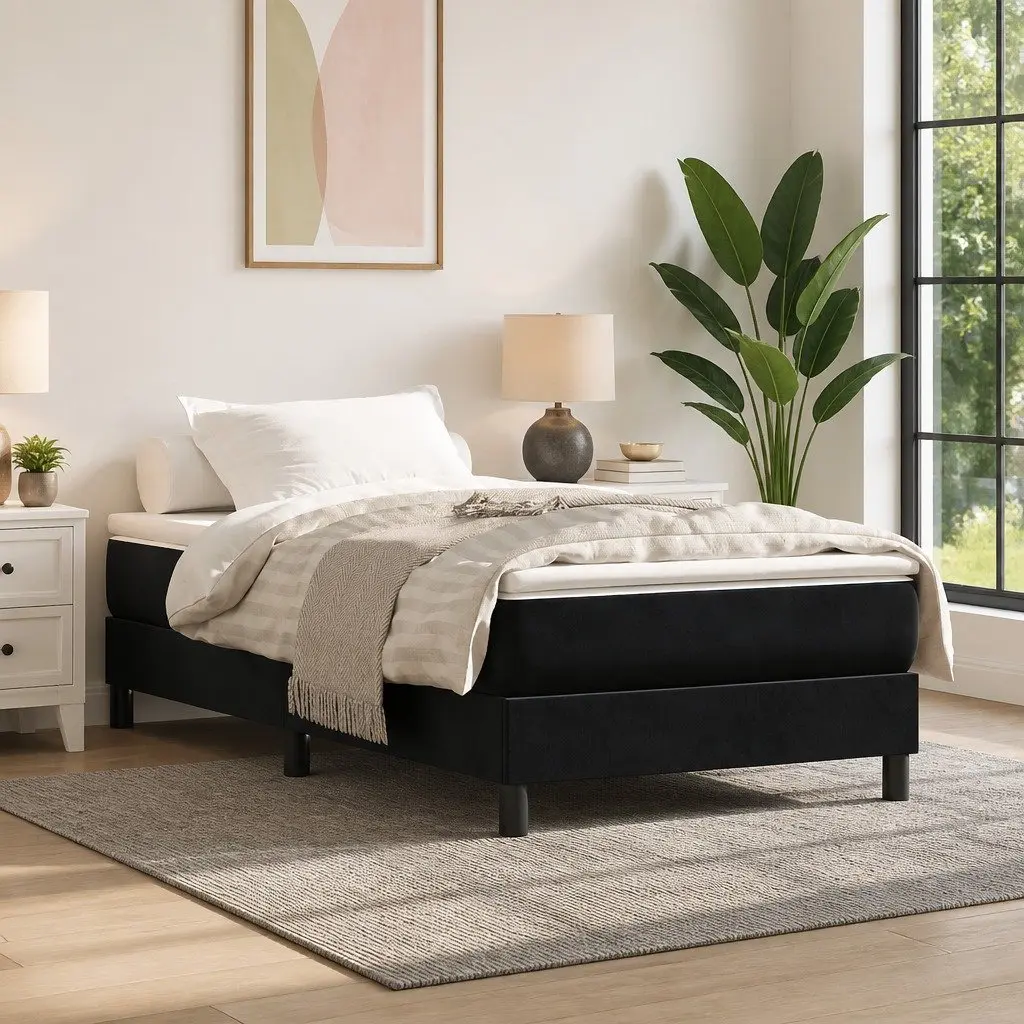 Pocket Spring Mattress Medium Firm Black Velvet King Single 106x203x20cm