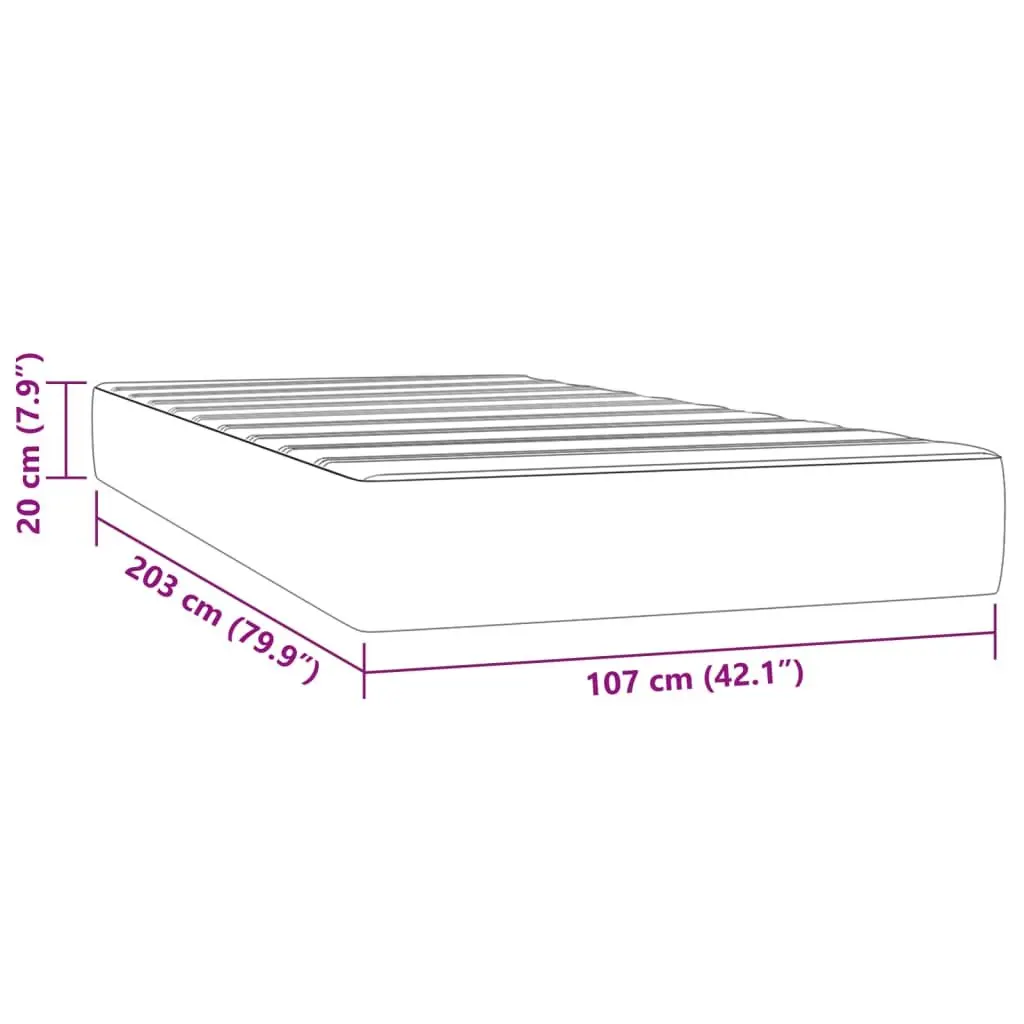 Pocket Spring Mattress Medium Firm Black Velvet King Single 106x203x20cm