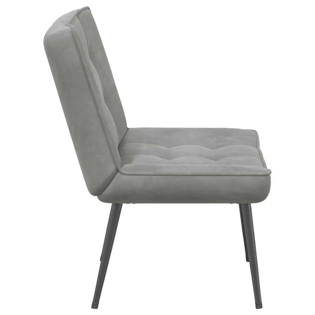 Relaxing Chair Soft Velvet Upholstered Backrest Grey 64 x 74 x 84 cm