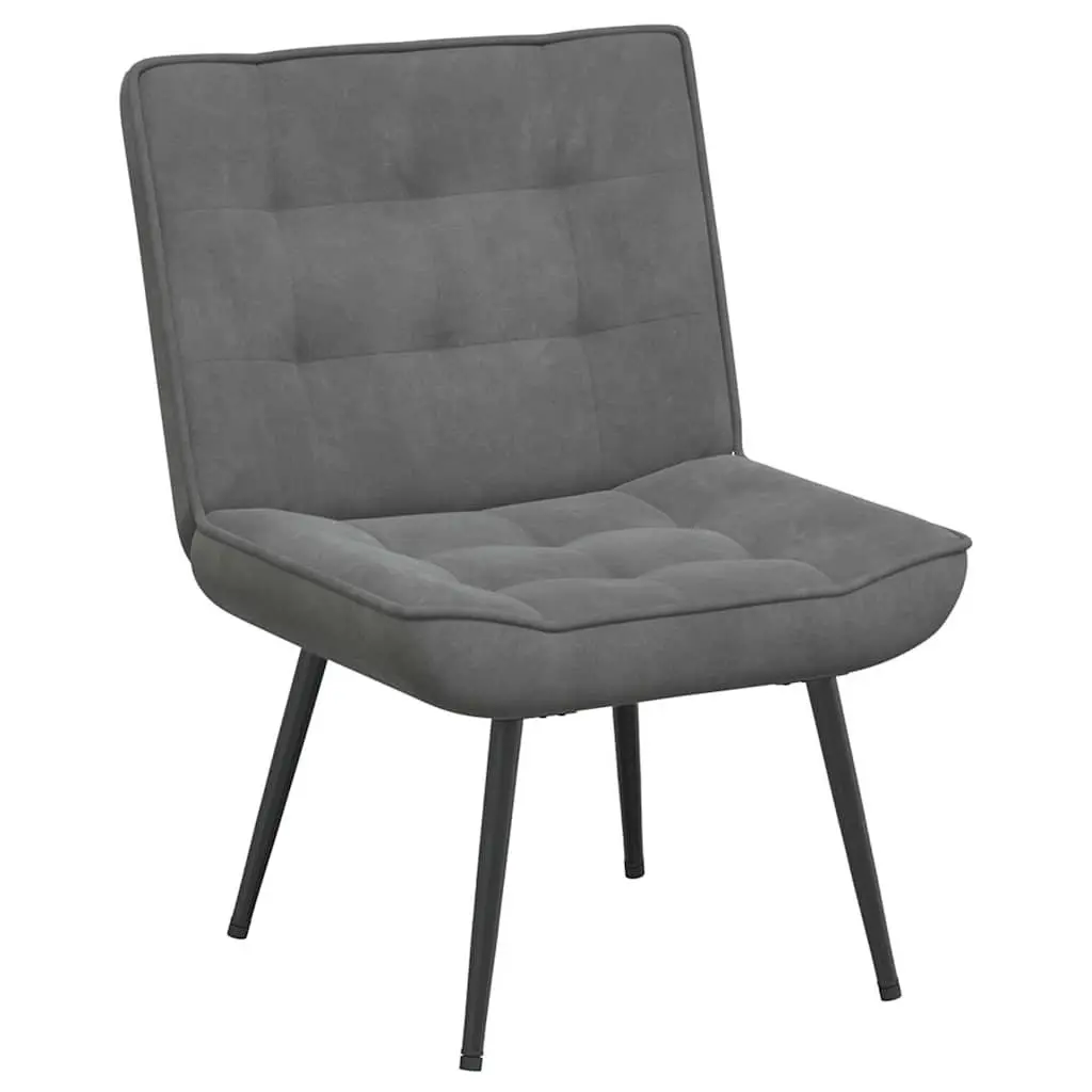 Relaxing Chair with Footrest Comfort Dark Grey Velvet Upholstery