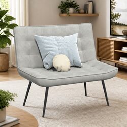 Upholstered Velvet Bench with Backrest, 110cm Grey