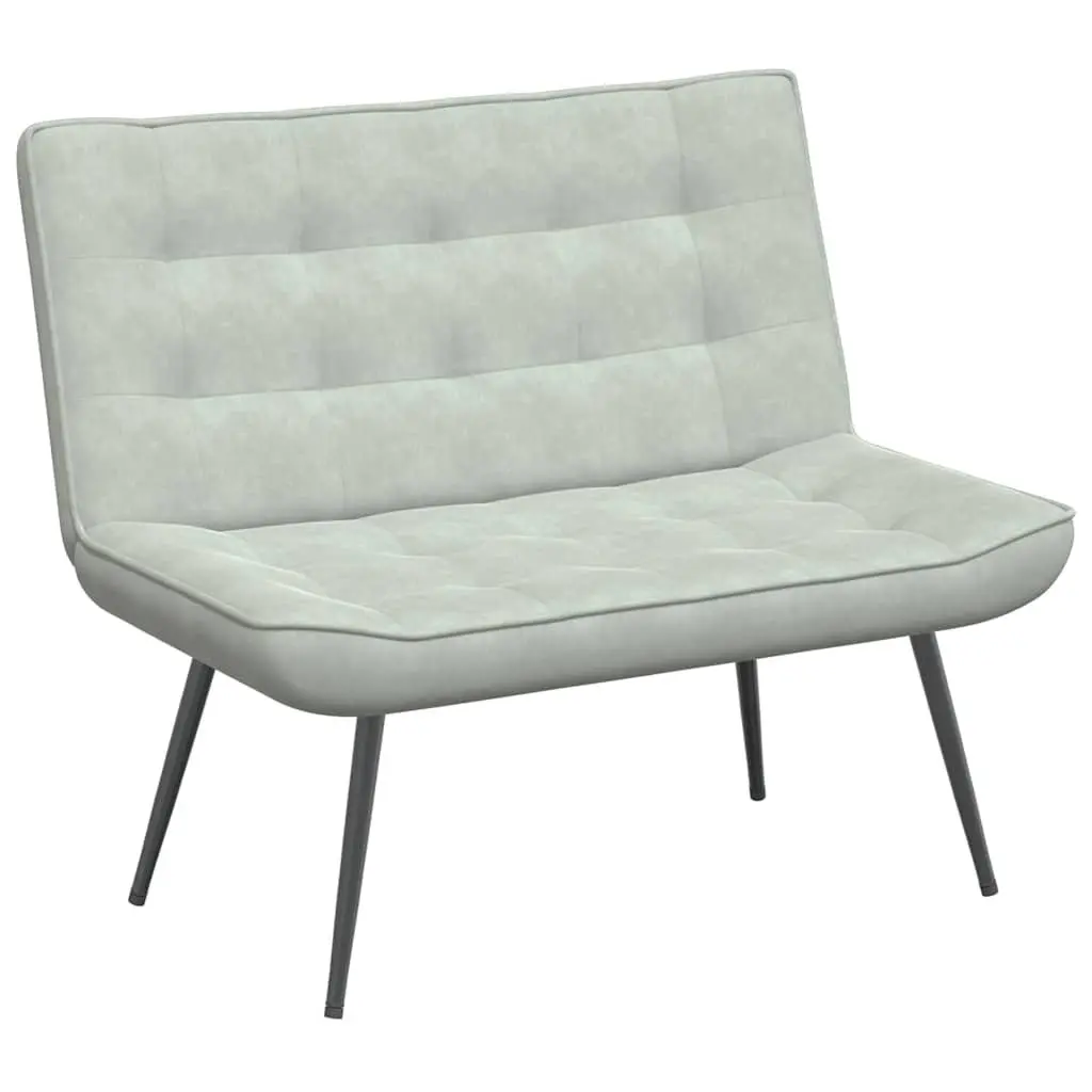 Bench Grey Upholstered Velvet Seat Backrest Living Room Bedroom Furniture 110cm