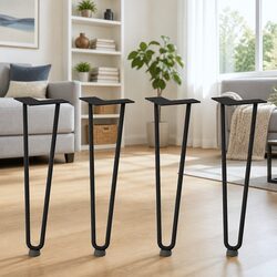 Coffee Table Hairpin Legs Set of 4 in Black Steel