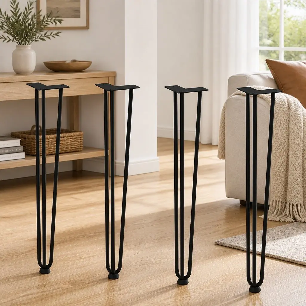 Adjustable Hairpin Table Legs Black Steel 72cm Set of 4 for Console or Coffee Tables