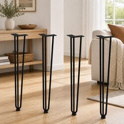 Set of 4 Adjustable Black Steel Hairpin Table Legs