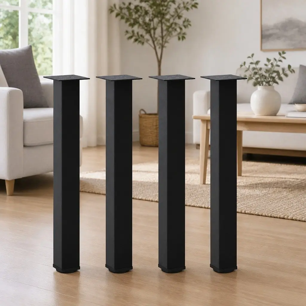 Console Table Legs 4 pcs Black 72-74 cm Steel Adjustable Levelers Modern Design