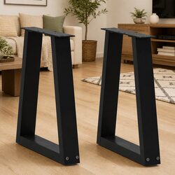Black Steel V-Shape Coffee Table Legs - Pair