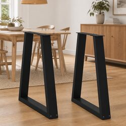 Dining Table Legs - Adjustable V-Shape Black Steel