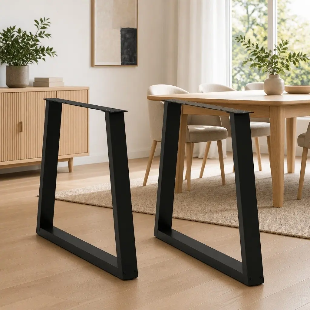 Dining Table Legs Adjustable V-Shape Steel 70x72-73.3cm Black 2pcs