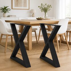 Adjustable Black Steel Dining Table Legs 70x72-73.3cm, 2 pcs