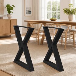 Adjustable Black Steel Dining Table Legs 80x72-73.3cm