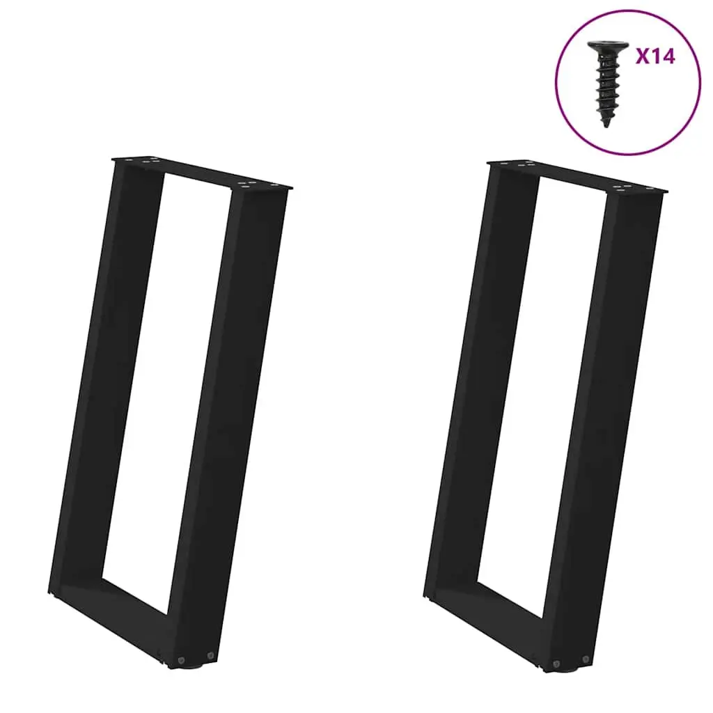 Dining Table Legs U-Shaped Steel Adjustable 60x72-73cm Black Set of 2