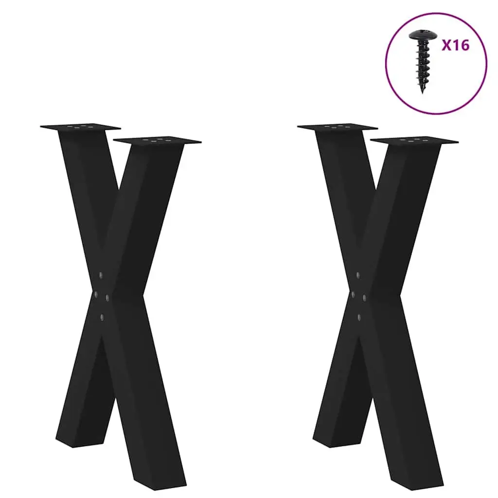 Dining Table Legs X-Shaped Adjustable 60x72cm Black Steel