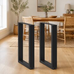 Black Steel Dining Table Legs U-Shaped 50x72-73cm Frame Pair