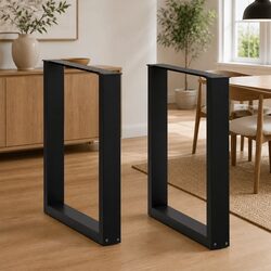 Adjustable U-Shaped Steel Table Legs Black 60x72-73cm Set of 2