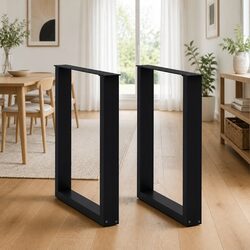 Black U-Shaped Dining Table Legs - 2 pcs, Steel