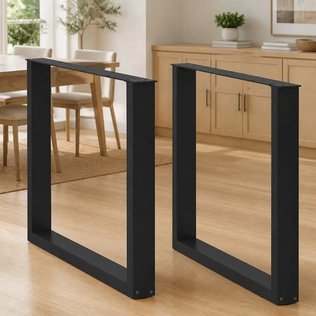 Dining Table Legs U-Shaped Steel Black 80x72-73cm