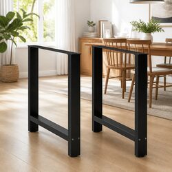 Square Black Steel Dining Table Legs with Levelers 70x72-73cm