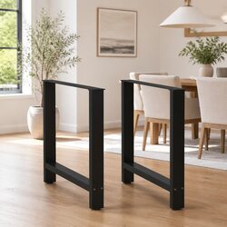 Black Steel Dining Table Legs with Adjustable Foot Levelers