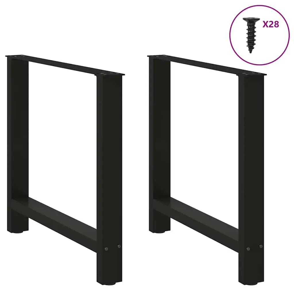 Black Steel Dining Table Legs with Adjustable Foot Levelers
