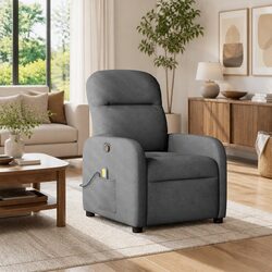 Manual Recline Grey Fabric Massage Chair with 6 Massage Points