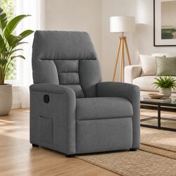 Grey Fabric Manual Reclining Armchair with Adjustable Features