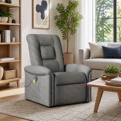 Manual Reclining Grey Fabric Massage Chair with Footrest