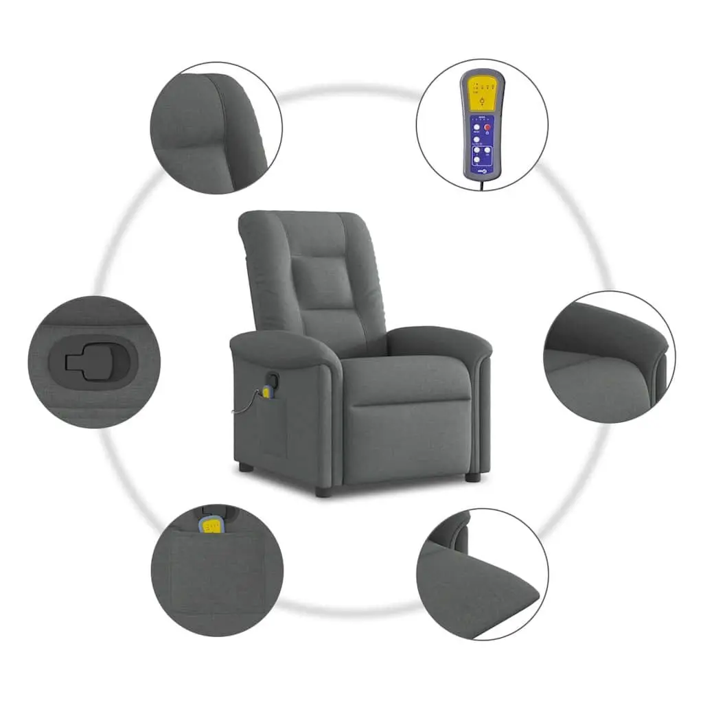 Massage Recliner Chair Manual Reclining Comfort Grey Fabric