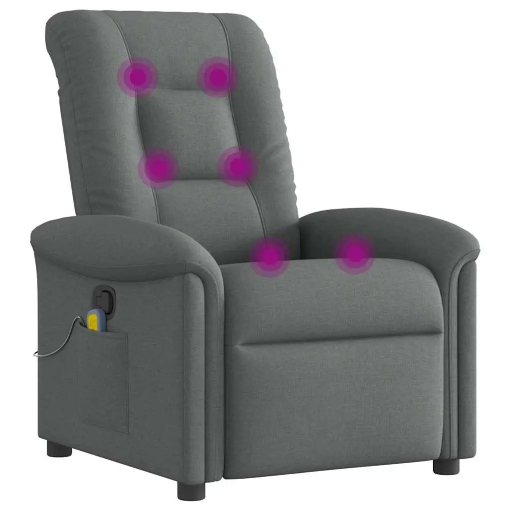 Massage Recliner Chair Manual Reclining Comfort Grey Fabric