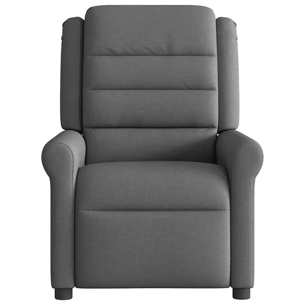 Massage Chair Manual Recline Vibration Grey Upholstered Armchair with Adjustable Footrest and Thick Padding