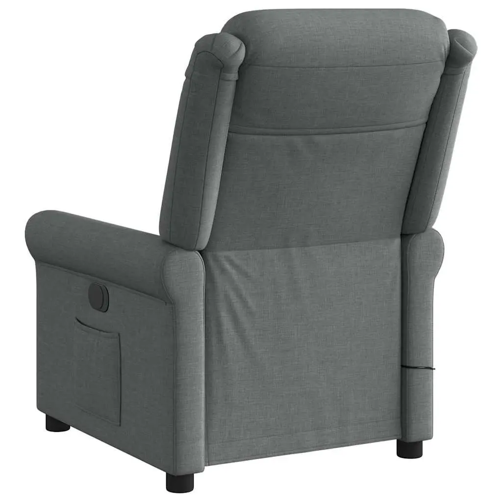 Massage Chair Manual Recline Vibration Grey Upholstered Armchair with Adjustable Footrest and Thick Padding