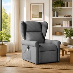 Grey Fabric Manual Recline Massage Recliner Chair