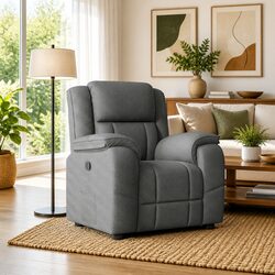 Manual Reclining Armchair with Solid Wood and Metal Frame
