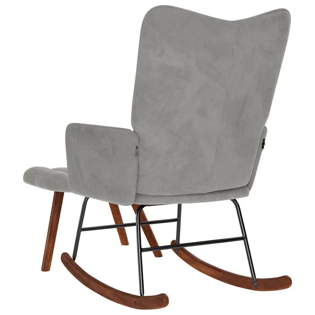 Rocking Chair with Footstool Padded Velvet Grey