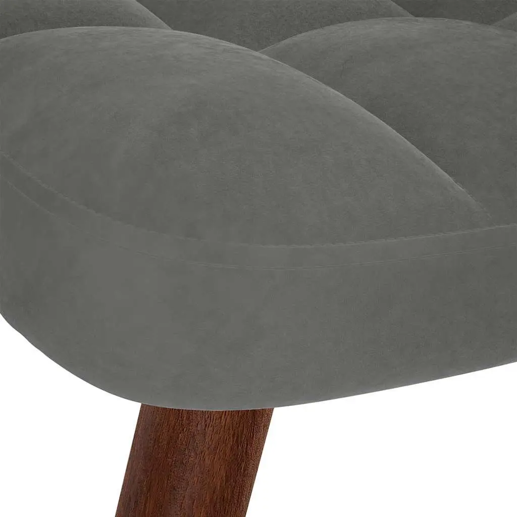 Rocking Chair with Footstool Grey Velvet Padded Armchair Lounge Seat