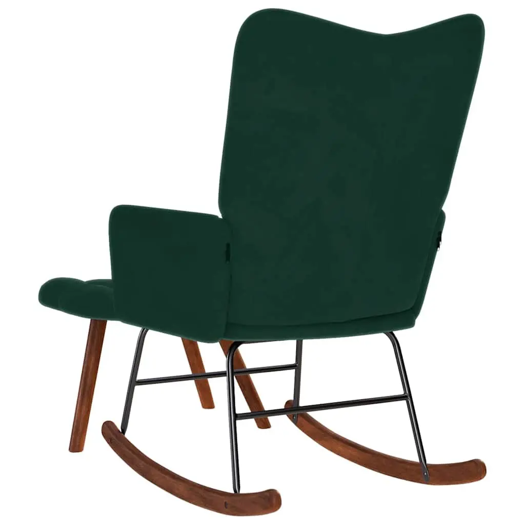 Rocking Chair with Stool Dark Green Velvet Armchair Footstool Lounge Seat