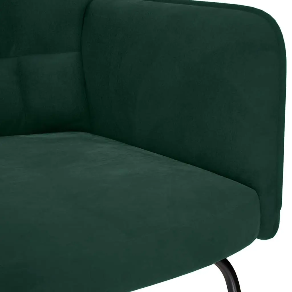 Rocking Chair with Stool Dark Green Velvet Armchair Footstool Lounge Seat