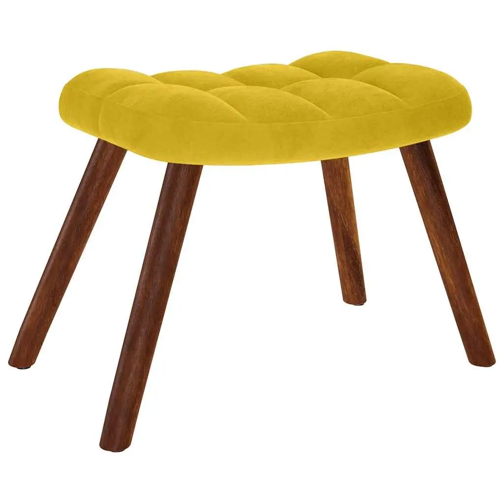 Rocking Chair with Stool Yellow Velvet Lounge Armchair Padded Seat Backrest
